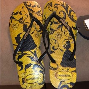 Beauty and the beast flip flops